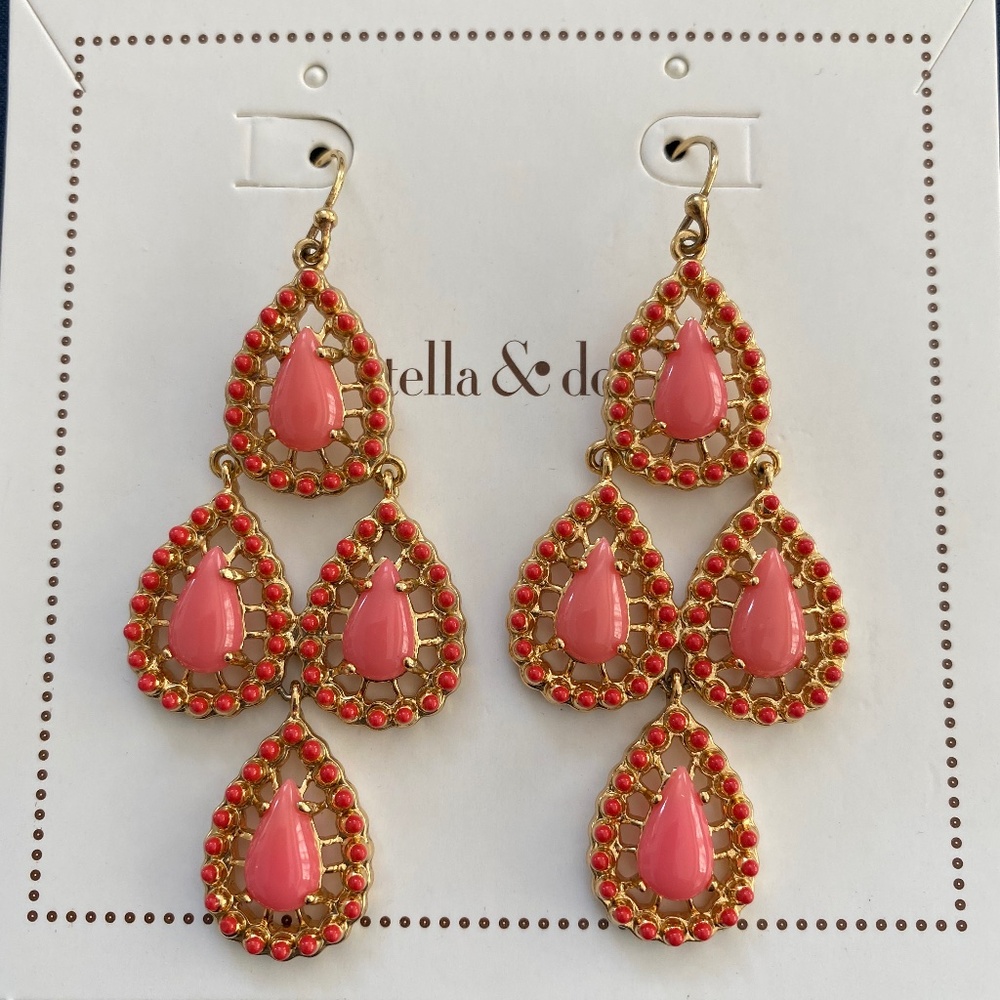 Stella & Dot Seychelles pink chandelier earrings